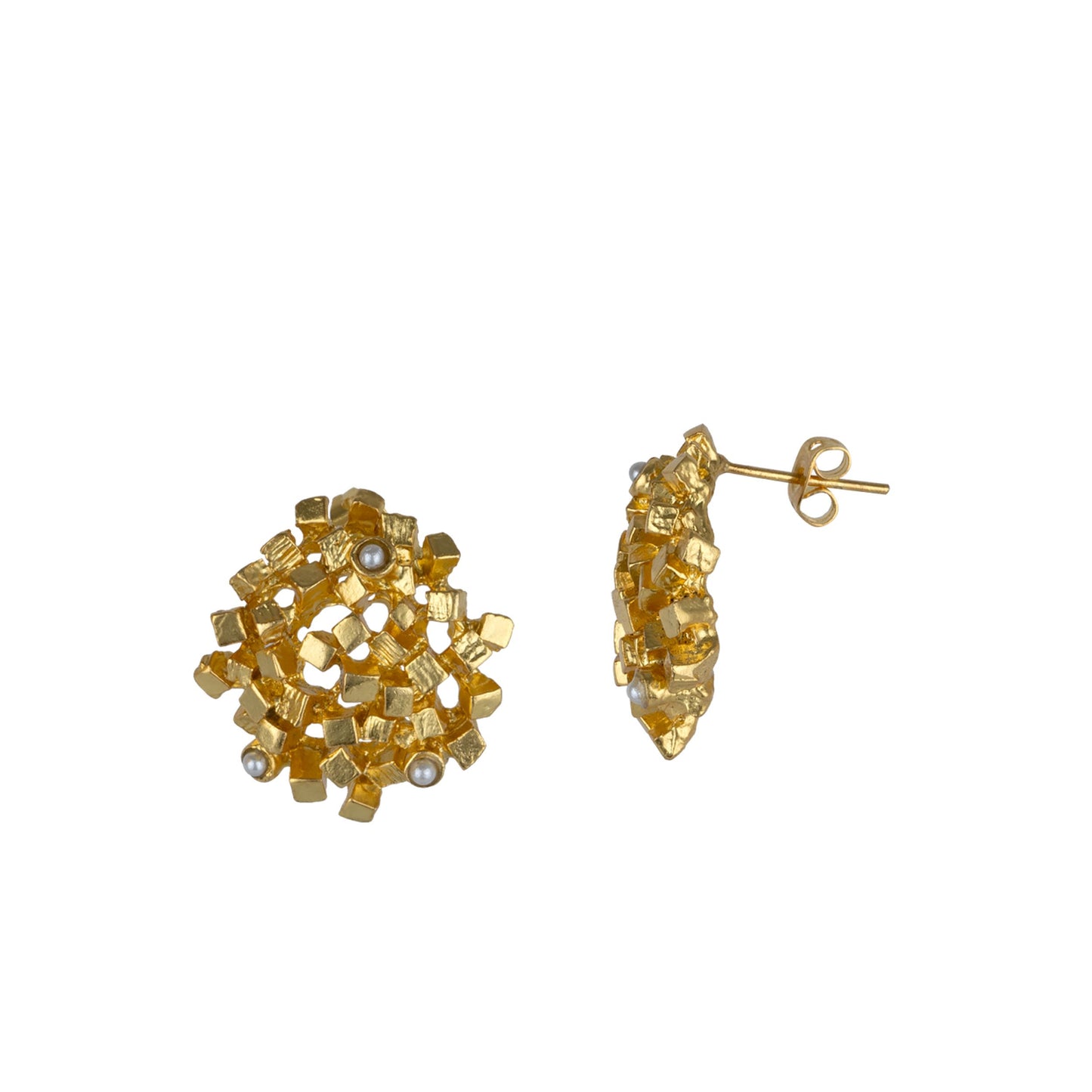 The Drapery Haus - Jewellery - Earring made from brass, goldplated, mini baroque pearl