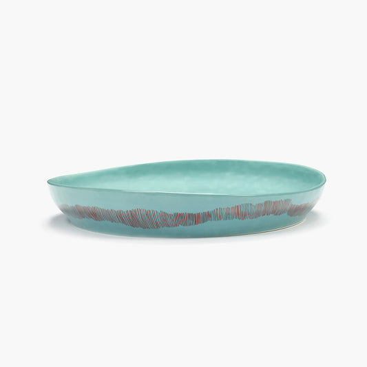 Serving Plate M Azure - Red Striped Feast
