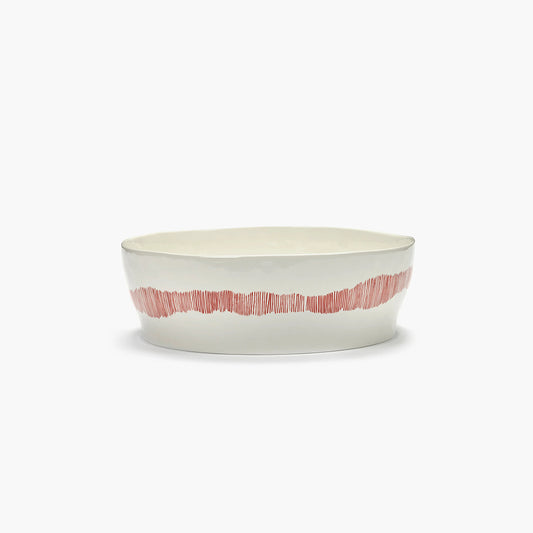Salad Bowl White - Red Stripes Feast