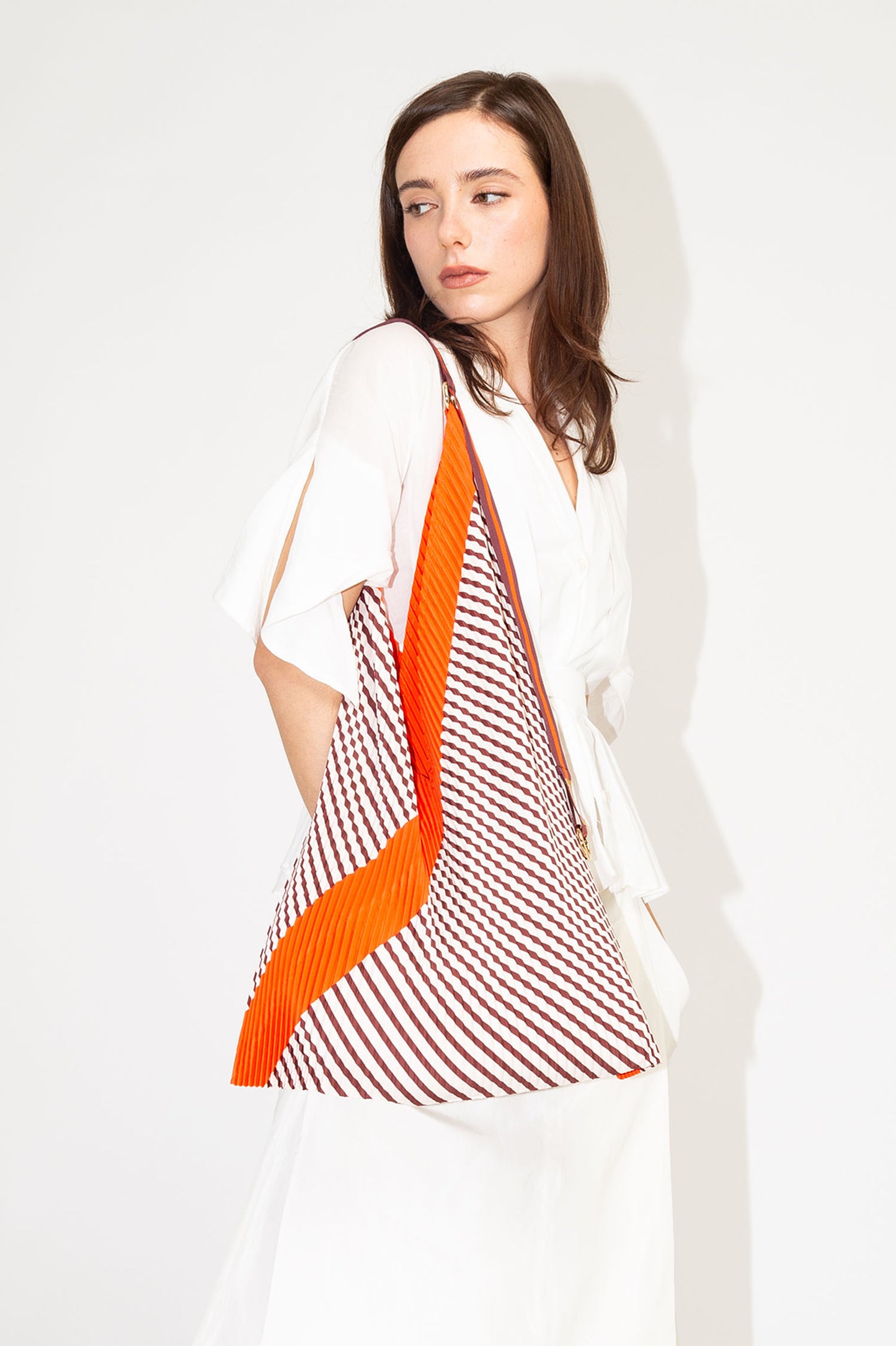 Pleated Y Bag Francesca Red