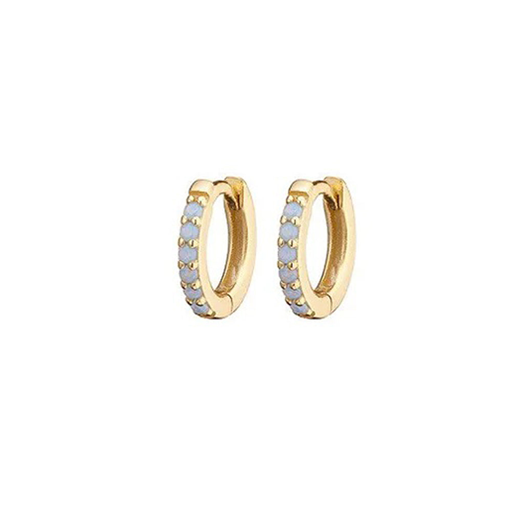 MK - Gold Opal Mini Huggies Earrings