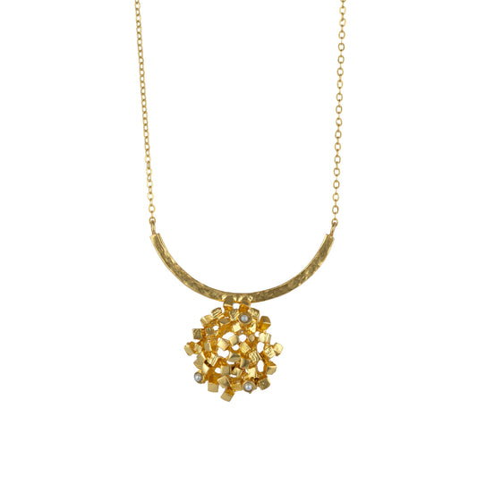 Necklace made from brass, goldplated, mini White