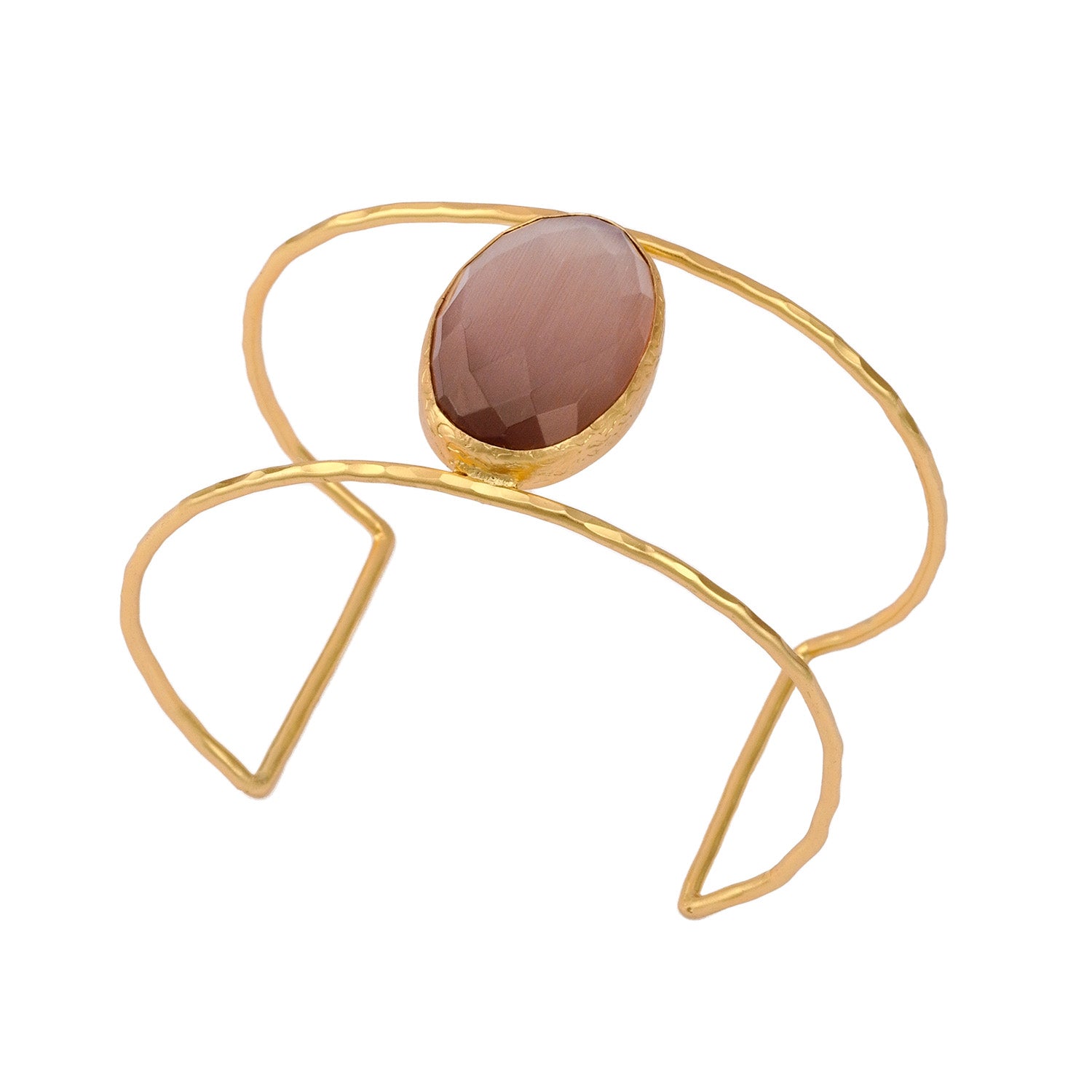 The Drapery Haus - Jewellery - Large bracelet with one big dusty pink Cateye