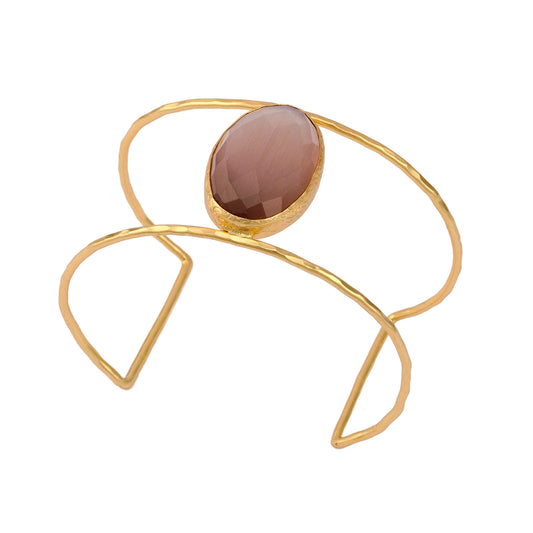 The Drapery Haus - Jewellery - Large bracelet with one big dusty pink Cateye