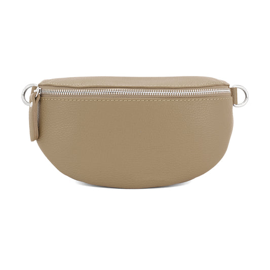 Leather Medium Bum Bag - Dark Beige