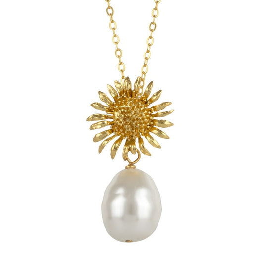 The Drapery Haus - Jewellery - Necklace made from brass, goldplated, baroque pearl