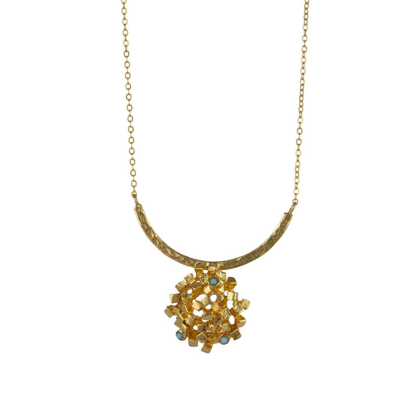 The Drapery Haus - Jewellery - Necklace made from brass, goldplated, mini Turquoise