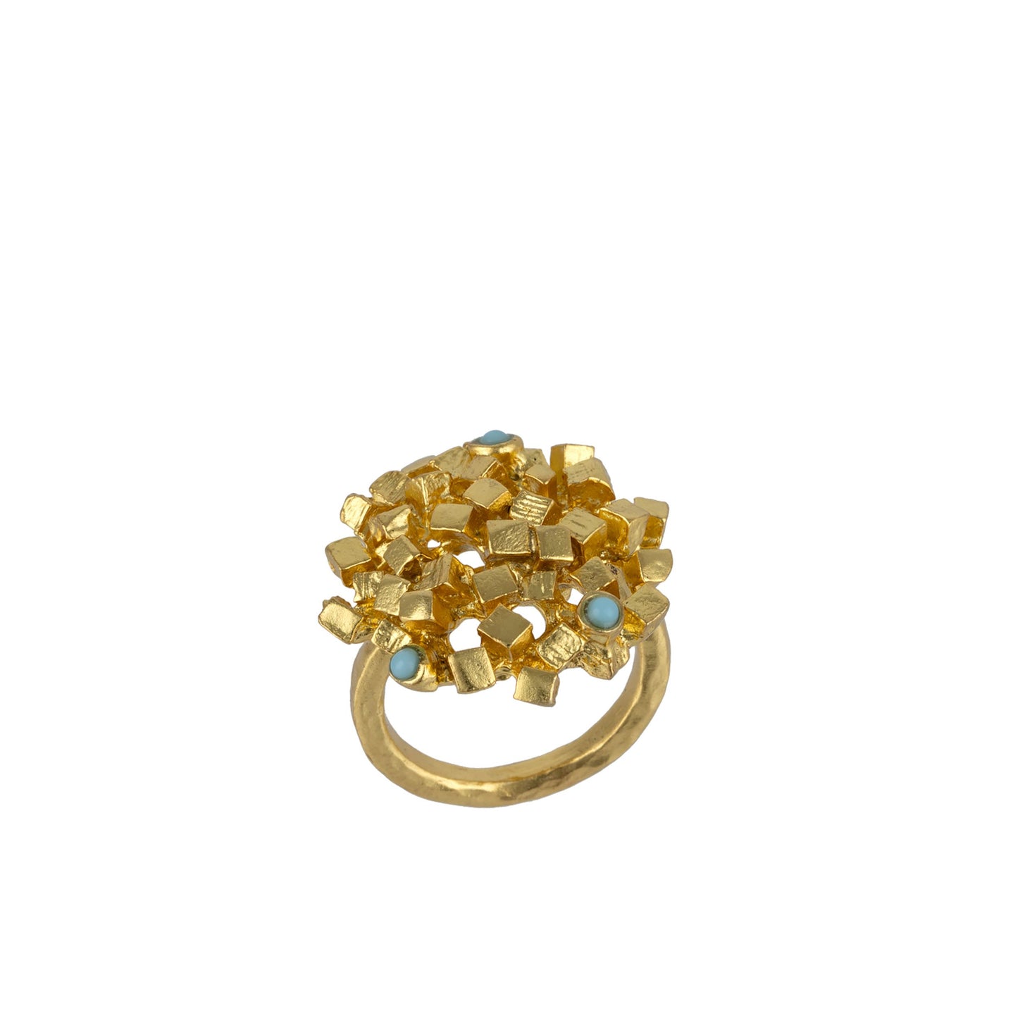The Drapery Haus - Jewellery - Ring made from brass, goldplated, mini Turquoise