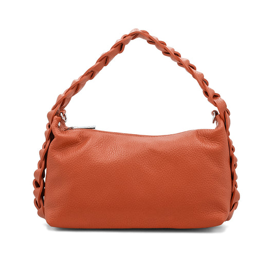 Grab Leather Plaited Bag - Orange