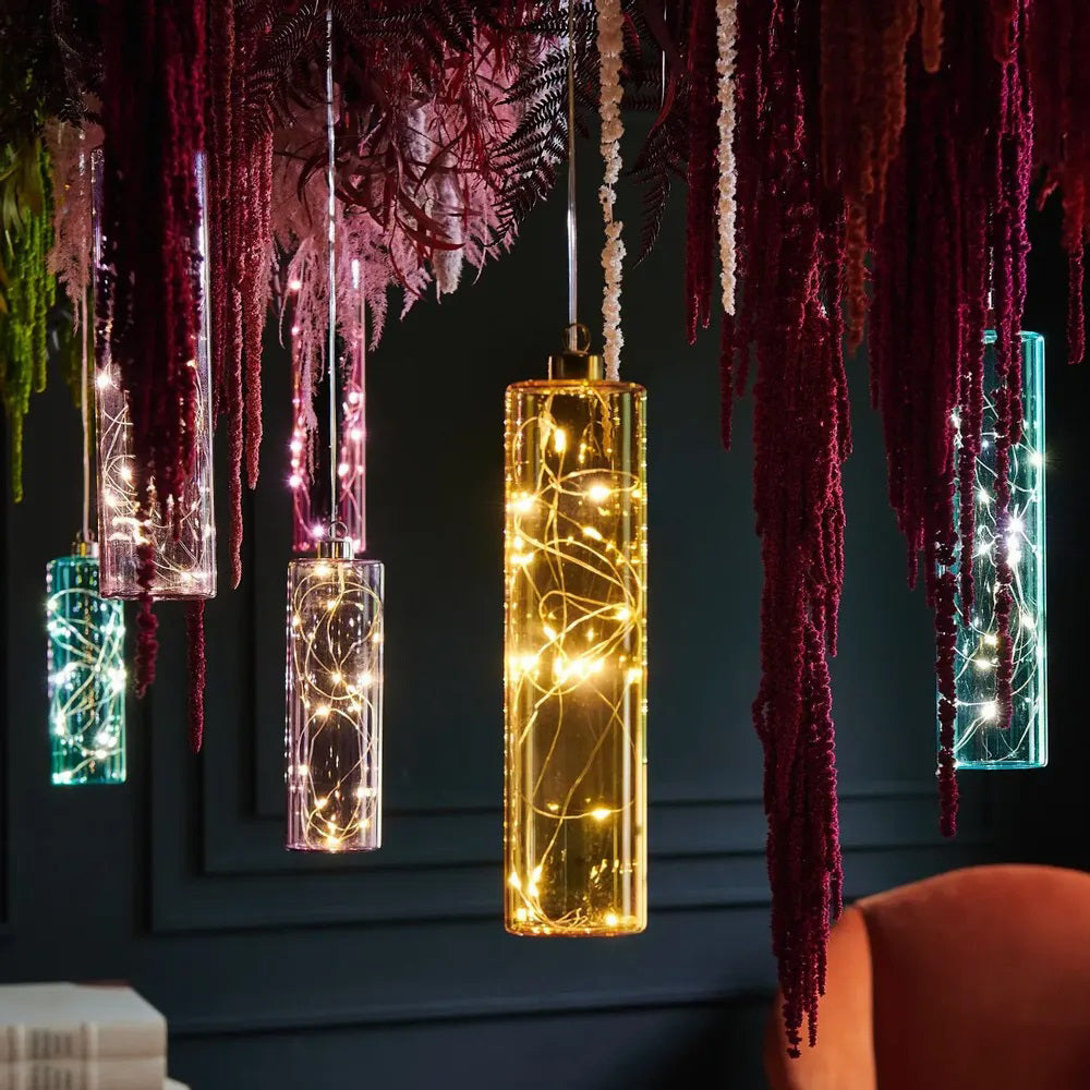 Glass Cylinder LED Lights – set of 2 – Amarillo
