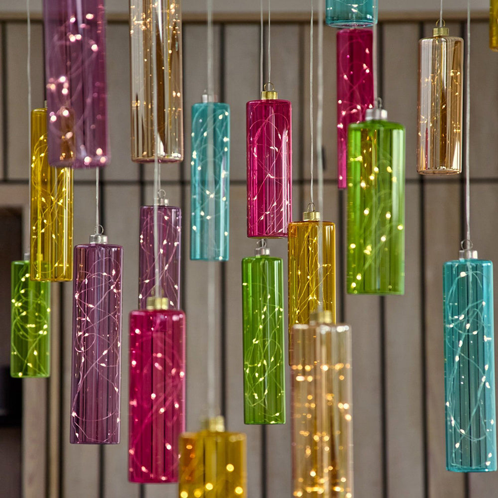 Glass Cylinder LED Lights – set of 2 – Amarillo