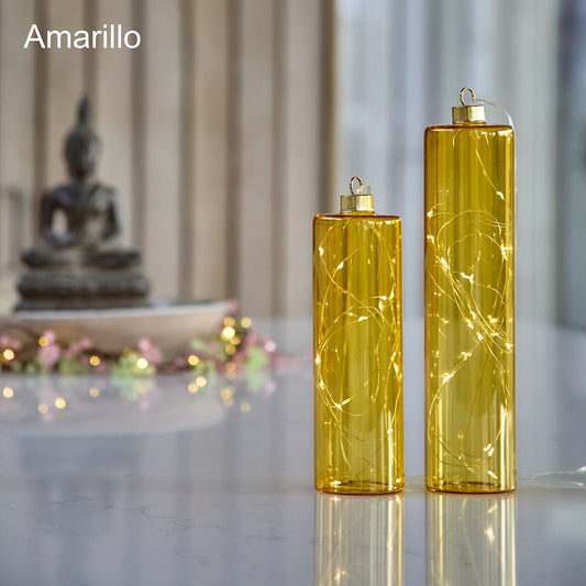 Glass Cylinder LED Lights – set of 2 – Amarillo