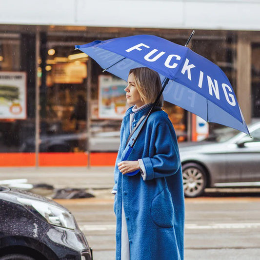 "F*cking Rain" Blue Umbrella