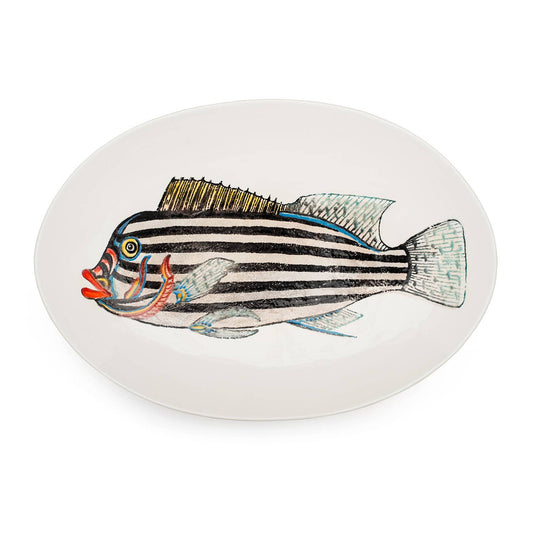 Fantastical Fish Large Oval Serving Bowl